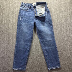 Vervet Jeans Womens 28 Blue High Rise Button Fly Distressed Ankle Skinny